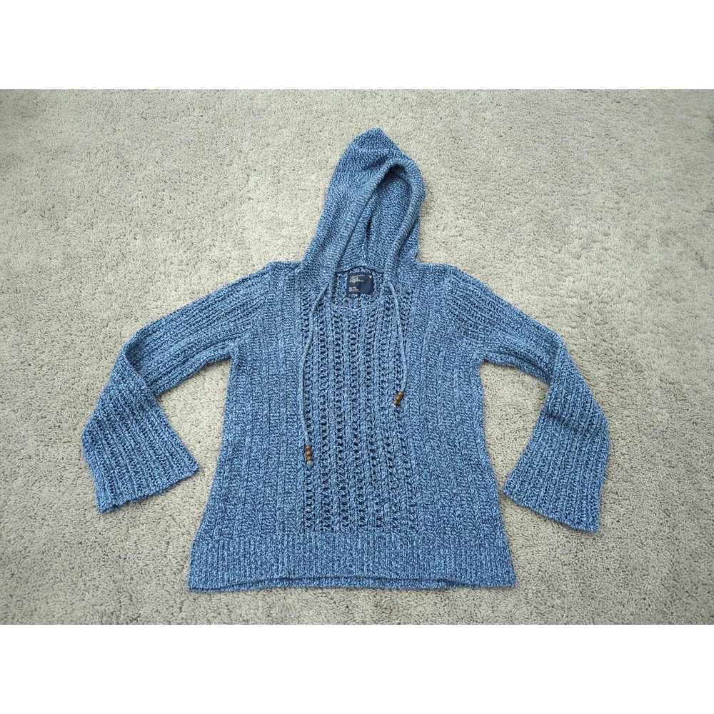 American Eagle Hoodie Sweater Womens XL Blue Pullover Drawstring OpenStitch Knit
